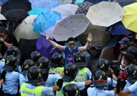 A pro-democracy demonstrator in Hong Kong
